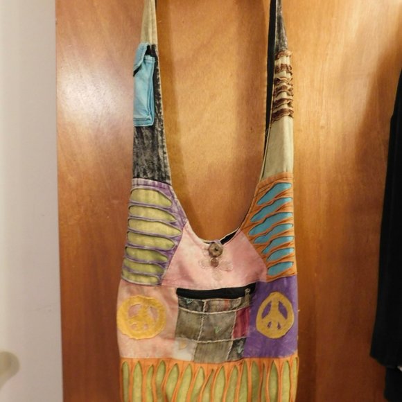 Boho hippy Sling Cross Body Messenger Bag - Picture 2 of 6